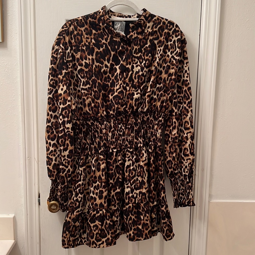 Long Sleeve Animal Print Dress